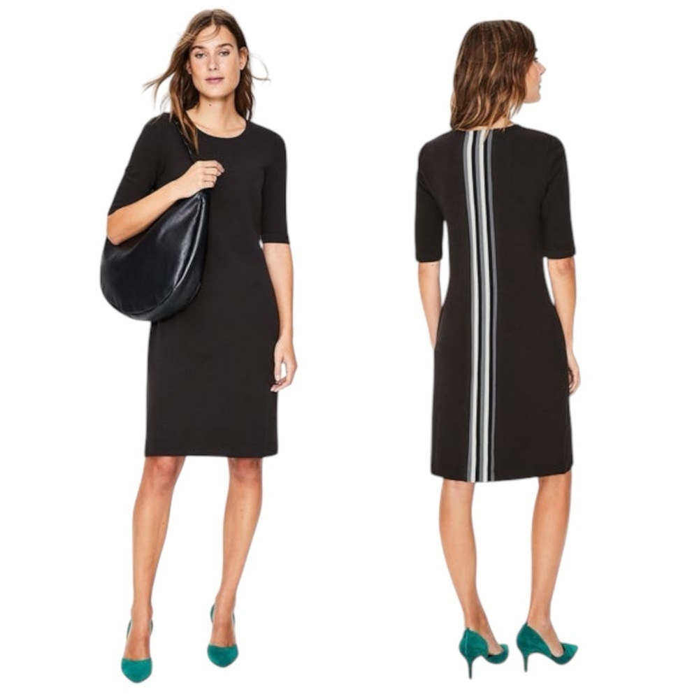Boden Jemima Black Ottoman Zip Back Midi Business Casual Dress 0108